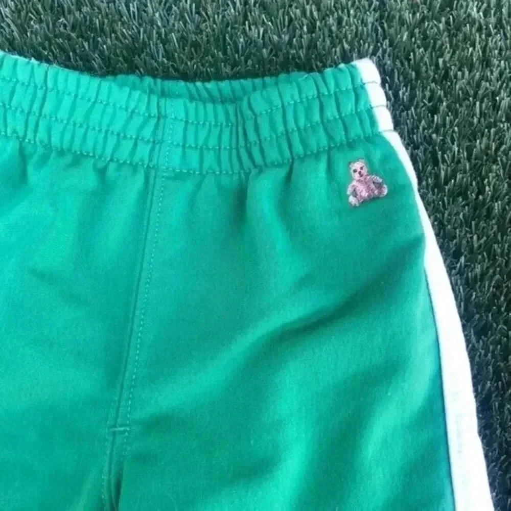 Baby Gap Retro Bear Logo Green White Elastic Waist Sweatpants 3-6 Months